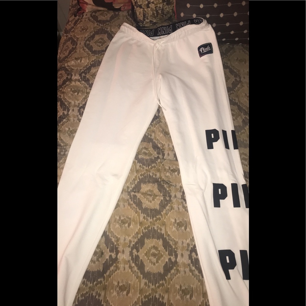 PINK white pants size SMALL